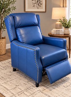 💙 Navy Blue Leather Reclining Armchair – Elegant & Stylish
