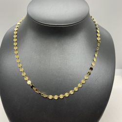 10K Gold Disco Round Chain Necklace