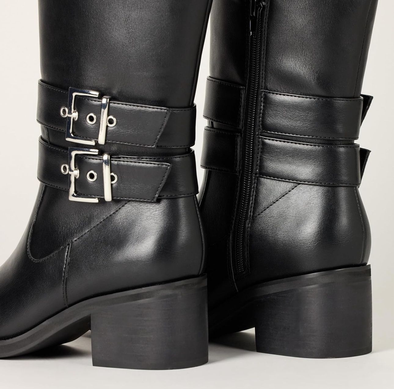 New The Drop Women's Sage Tall Biker Boot with Buckles Size 8