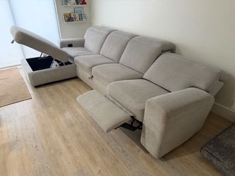 Callum Light Gray Storage Small Left Power Chaise Sleeper Sectional + right power reclining