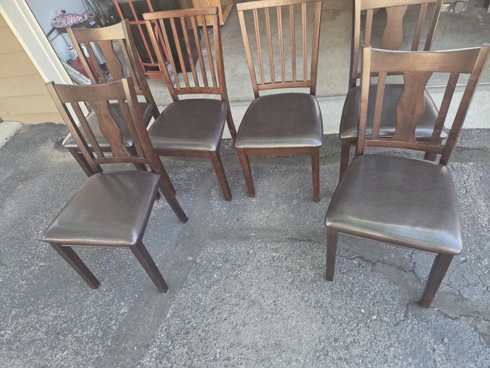 Leather And Wood Chairs