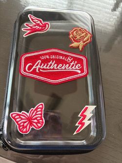 Clear Zip Pouch with Embroidered Patches