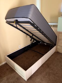 Upholstered Storage Bed Frame with Lift with Mattress