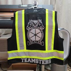 Teamsters Union (Local 630) Safety Vest - Black w/Reflective Vinyl Decals 