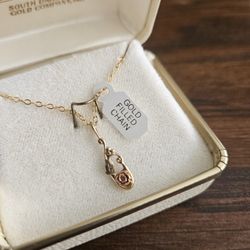 10k Gold Vintage Black Hills Gold Rose Pendant Necklace