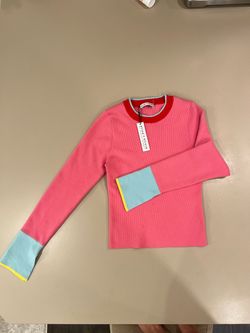 Alice + Olivia Color Block Ribbed Knit Top