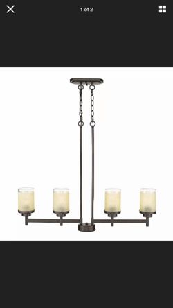 JAZAVA 4-Light Kitchen Island Linear Pendant Light Fixture, Glass w Orb Finish, NEW