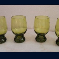Vintage 4 glasses Tivoli Tumblers 12 oz MCM Green