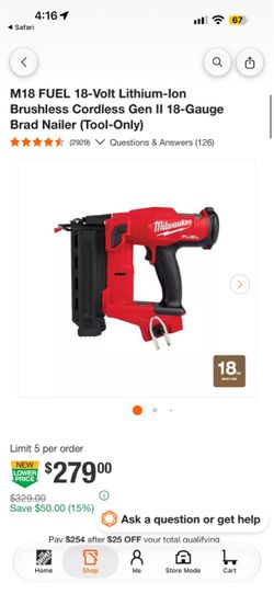 Milwaukee M18 FUEL 18-Gauge Brad Nailer Tool-Only