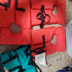 3 Adult Life Jackets Plus One Kids Life Jacket