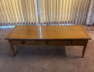 Wooden Coffee Table with Three Drawers