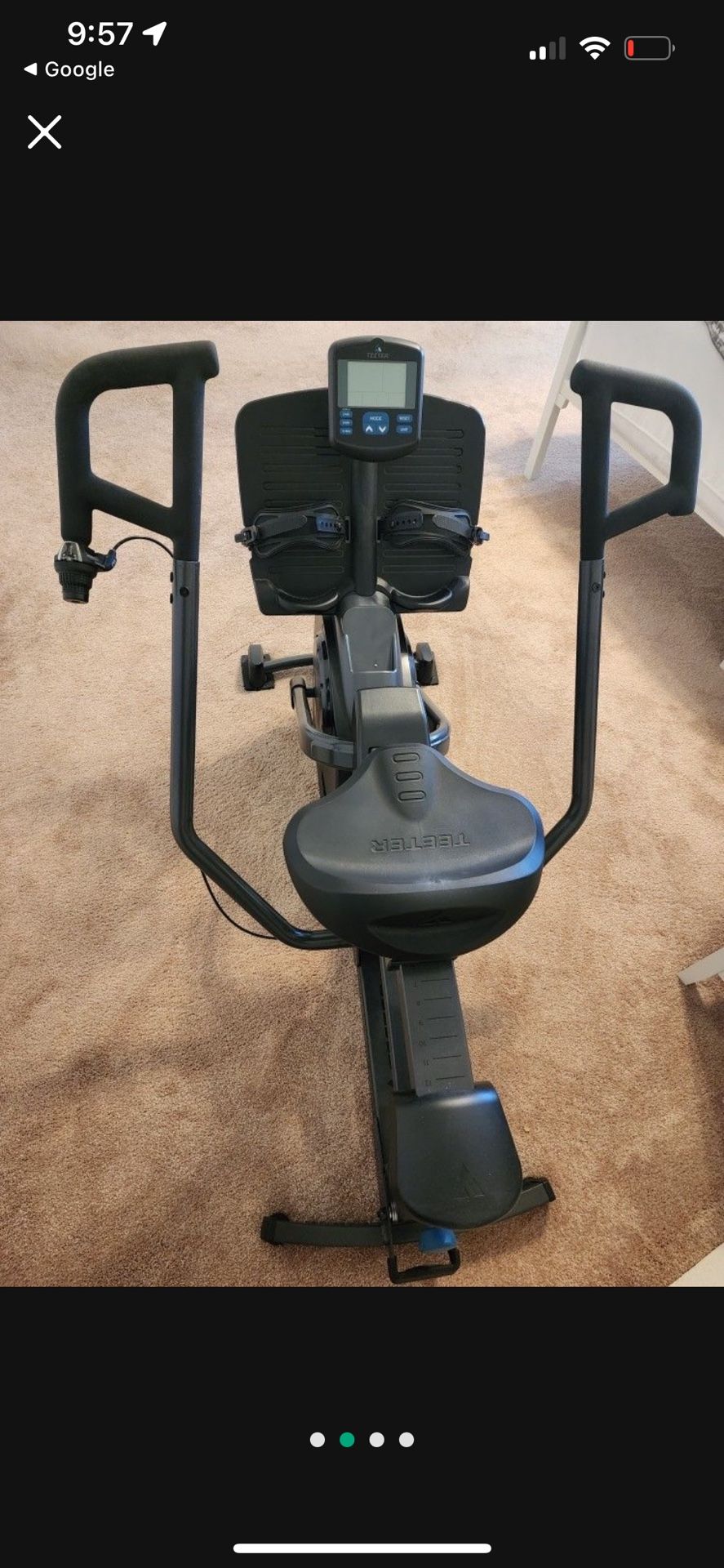 Teeter Power10 Rower with 2-Way Resistance Elliptical Motion – Indoor Magnetic Rowing Machine w/Polar HRM, Free Personal Training App Used only a few
