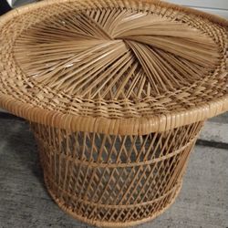 Rattan Vintage Wicker Side Table