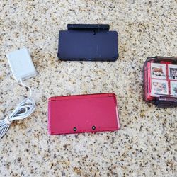 Original FLAME RED Nintendo 3DS with games!!
