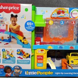 Fisher-Price Little People Toddler Playset with Figures & Toy Car, Light-up Learning Garage