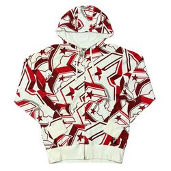 VTG Y2K Famous Stars & Straps AOP Full Zip Hoodie Jacket White Red Rare Size S