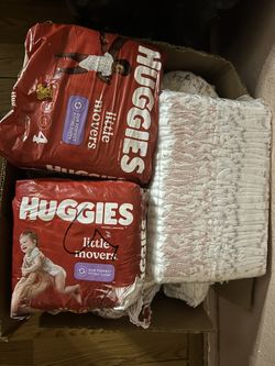 Box Full Of Diapers Size 4,5 , Huggies 
