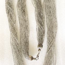 Torsade Silver Lined Beaded 12 Strand Necklace
