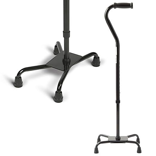Medline Aluminum Quad Cane with Large Base for Balance