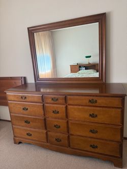Beautiful Vintage 12-Drawer Dresser & Matching Mirror