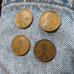 1917 Wheat Pennies 4 Pc's No Mint Mark