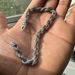 Silver Rope Bracelet  With .7 CL Diamonds 