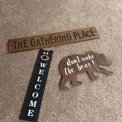 3 Wood Signs 