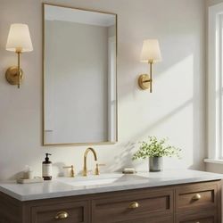 NIB 20x36 Inch Brass Bathroom Mirror for Wall, Aluminum Frame Rectangle Rectangular Vanity Mirror, Modern Large for Bedroom, Living Room, Horizontal o