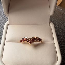 Custom Gold promise ring with real Garnet