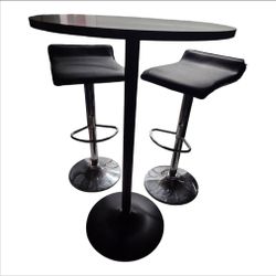 3-piece bar set from brands like LACOO or Glitzhome features adjustable-height stools with black faux leather seats