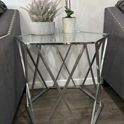 Glass Table Stand With Lamp
