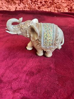 Ornate Gold & Silver Mosaic Elephant Figurine – Good Luck Décor – $35 OBO