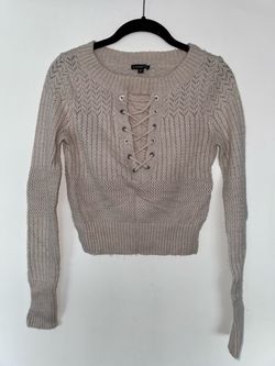 Express Lace-Up Crop Knit Sweater