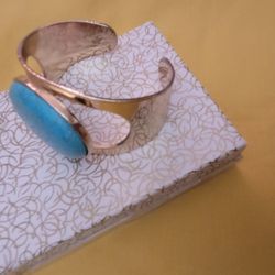 Ladies Turquoise Goldish Color Bankle Bracelet 
