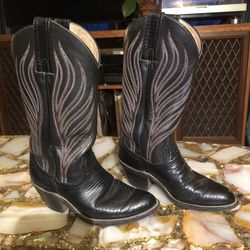 Black Frye Lizard skin Cowboy Boots