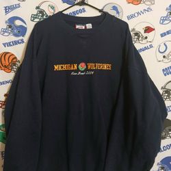 2004 University Of Michigan Wolverines Rose Bowl College Ncaa Football Crewneck Sweatshirt 