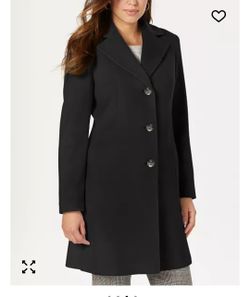Calvin Klein Black Womens Single-Breasted Wool Blend Coat, MSRP $400, sz 16