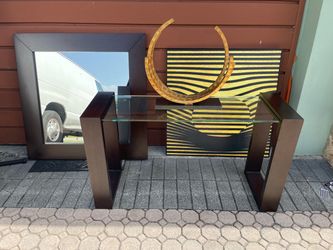 4 Pcs Mirror 40”1/2 x 40”1/2/ Entry Way Table 48”W x 16”D x 27”1/2H/ Picture Frame 35”1/2 x 35”1/2 Good Condition $250 Firm on Price