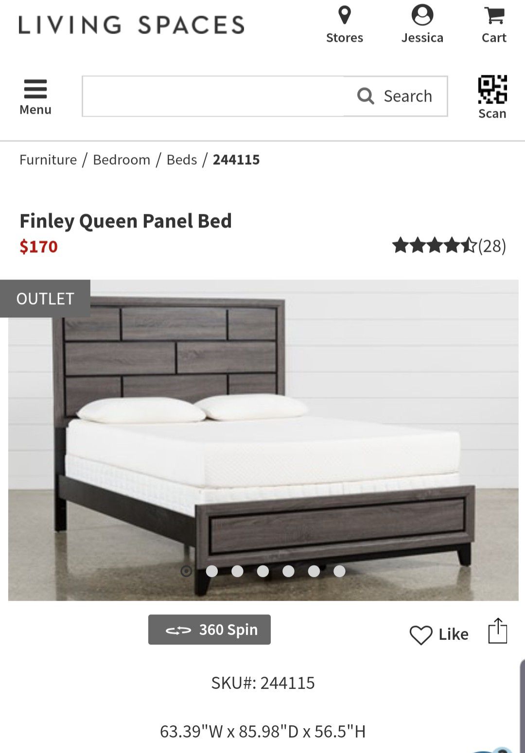Living spaces Finley queen bed frame and lucid gel memory foam mattress