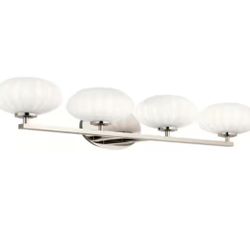 Pim 34 in. 4-Light Polished Nickel Halogen Contemporary Bathroom Vanity Light