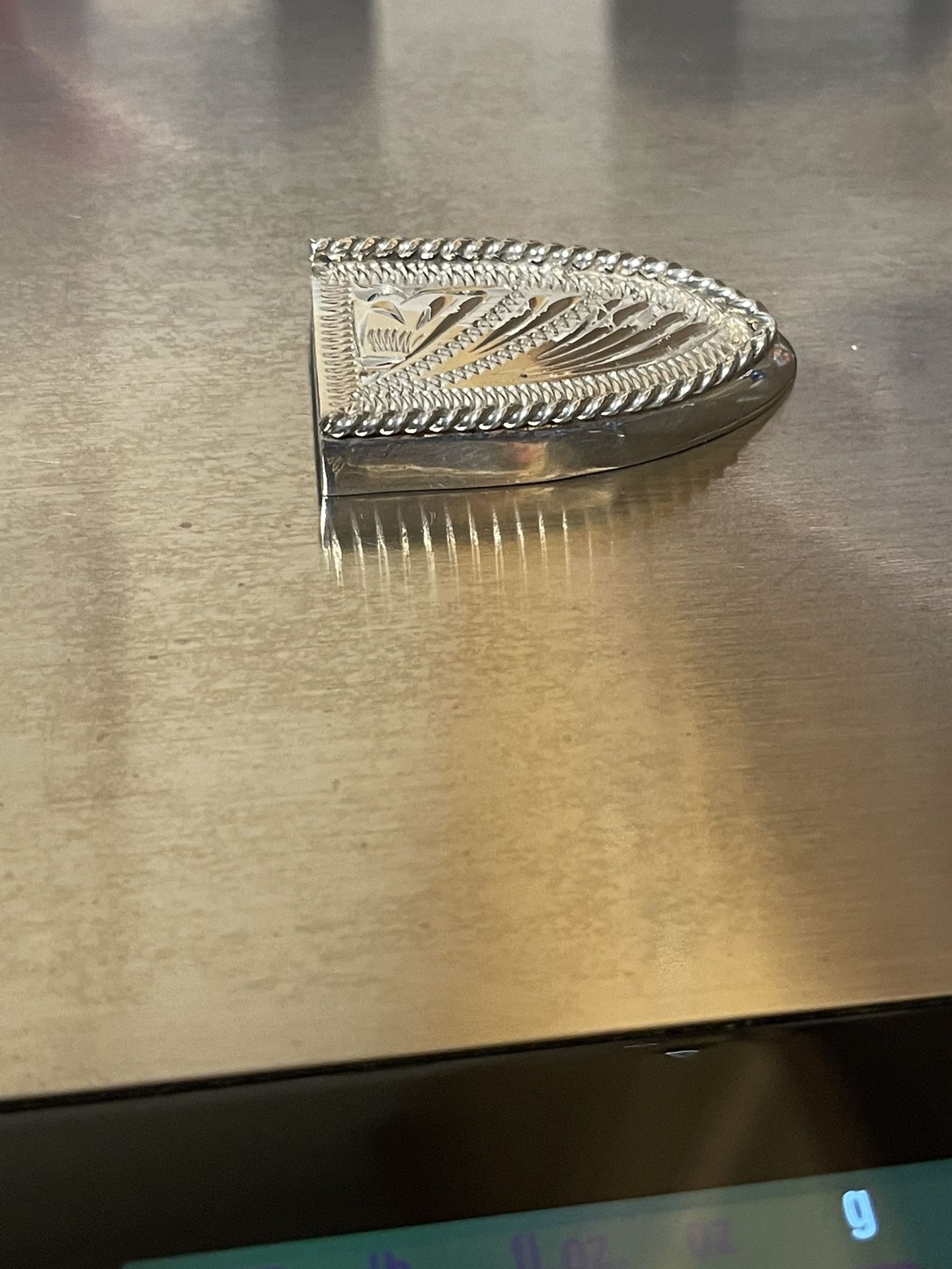 Sterling Silver .925 Belt Tip Approx 1~1/2 Inch Long, 14 Grams, Fits Up To 1/4 Inch Thick Belt