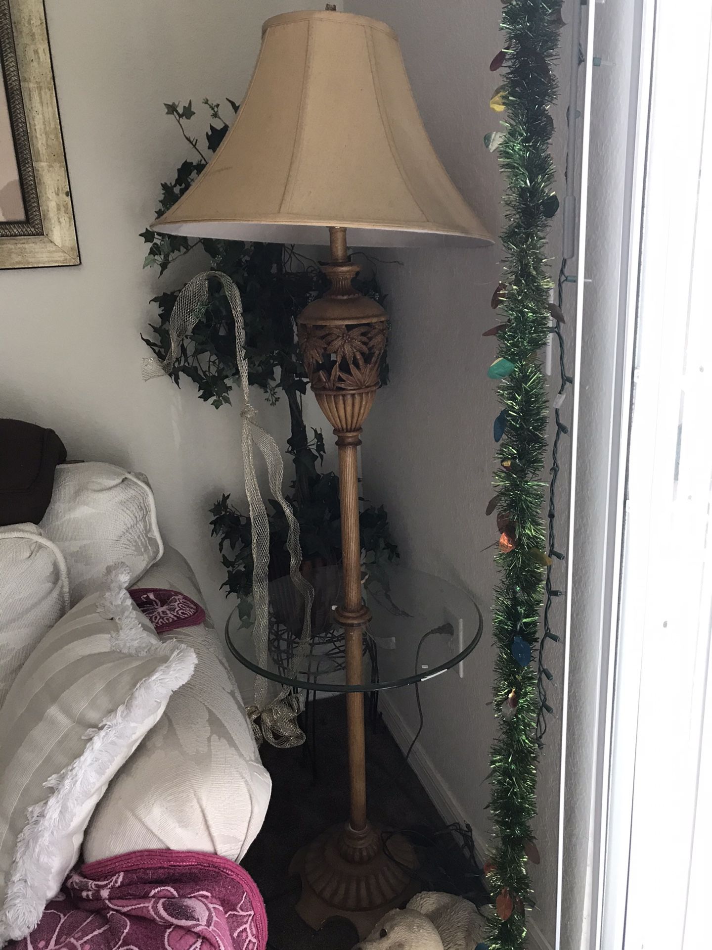 A lamp with glasses around