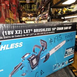 MAKITA 36V XLT CORDLESS BRUSHLESS 16"IN CHAINSAW TOOL ONLY NEW 