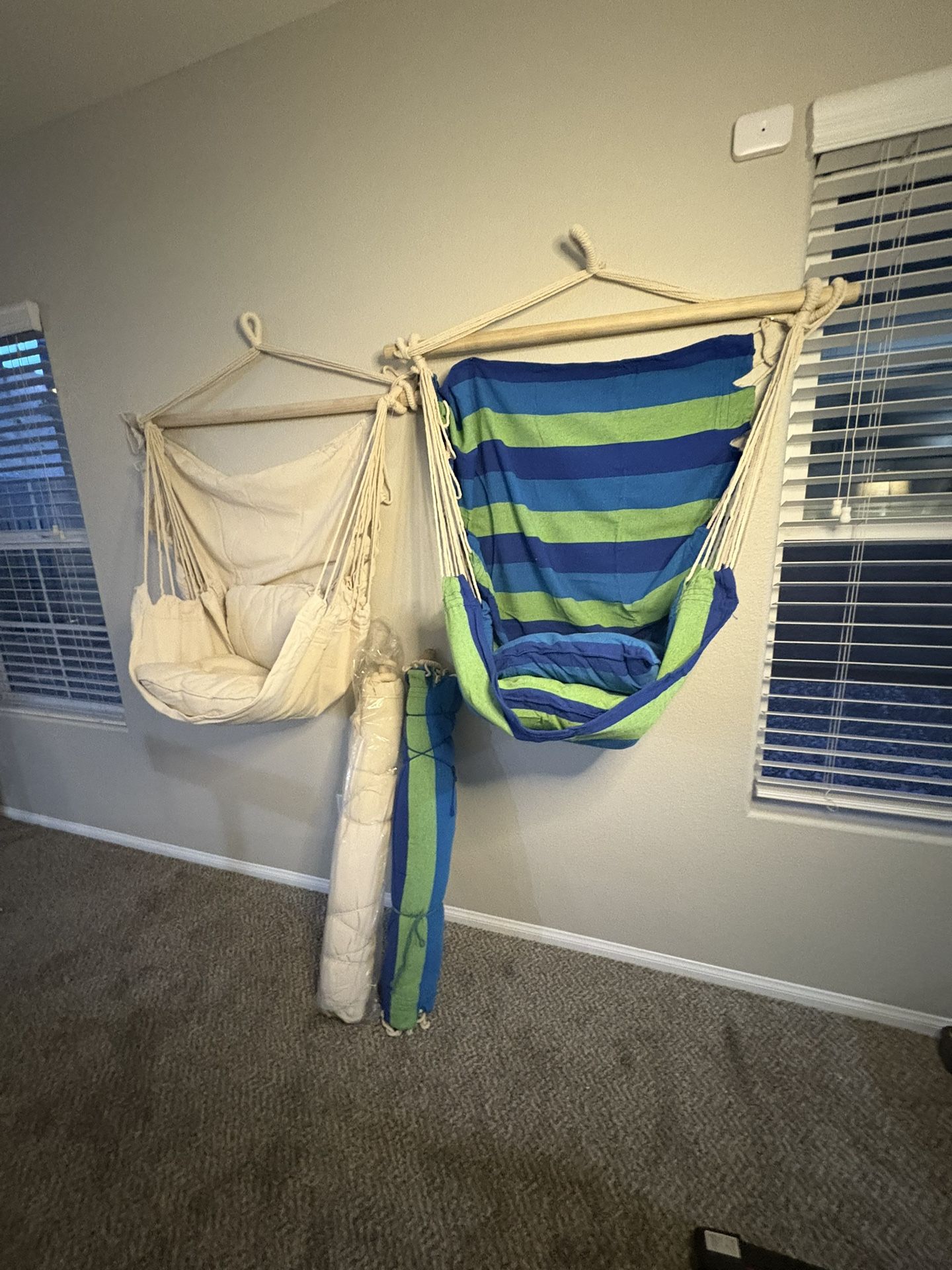 New In 📦 Hammock Chair Hanging Rope Swing - Max 500 Lbs - 2 Cushions Included - Steel Spreader Bar 