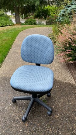 Blue rolling office chair