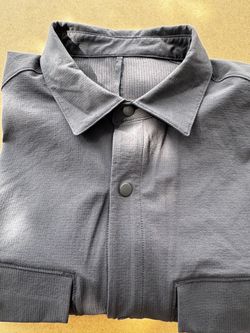 Lululemon Shirt Mens Sz Large Black Snap Front Long Sleeve Stretch Performance
