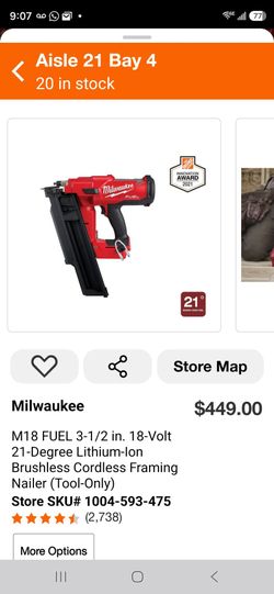 Milwaukee M18 FUEL Cordless Framing Nailer. TOOL-ONLY