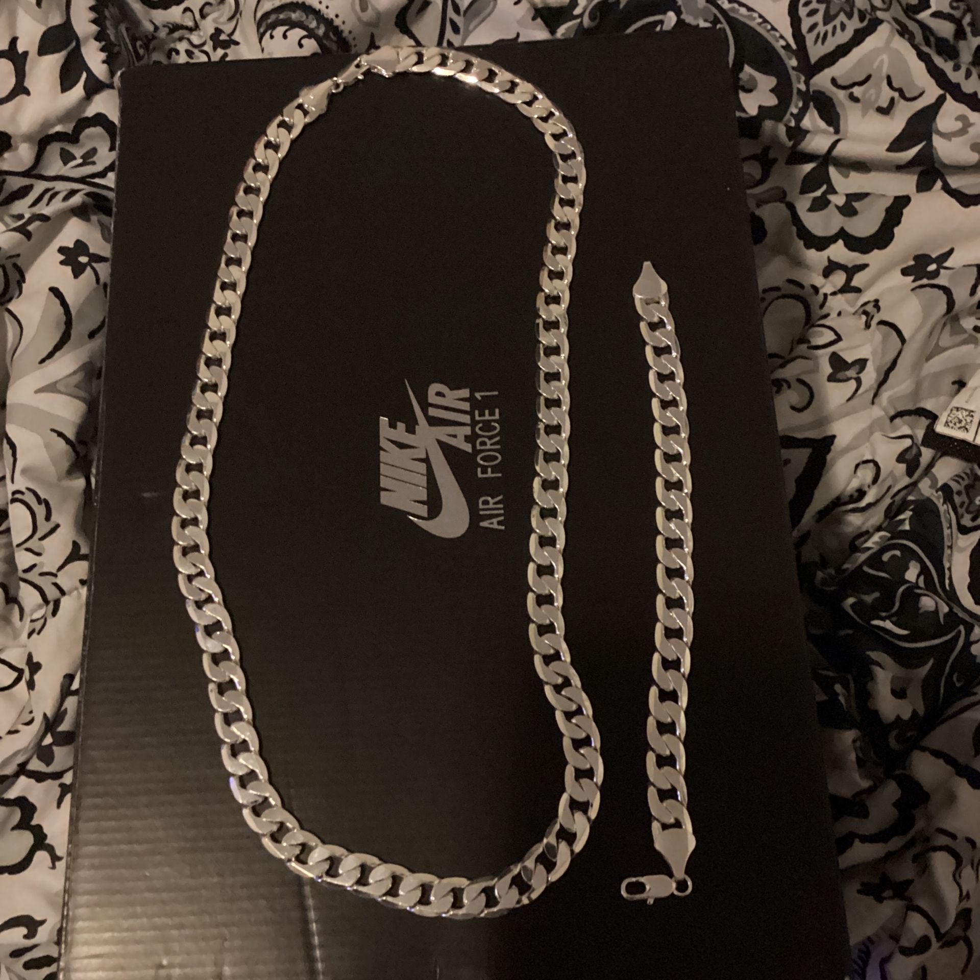 925 White Gold Filled Chain With Bracelet
