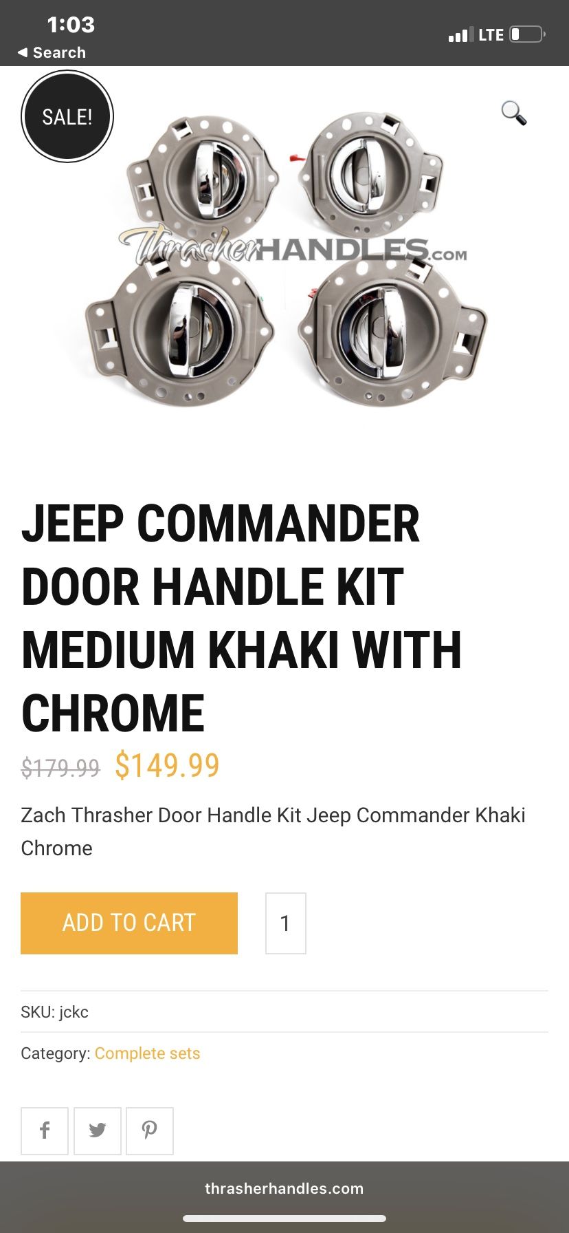 Jeep Commander Door Handle Kit Medium Khaki With Chrome