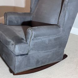 Gray Wingback Rocking Chair 